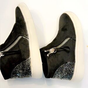 Black and White High-Top Sneakers with Zipper